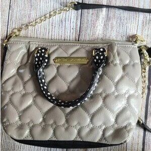 Betsey Johnson Hearts Clay Shoulder Bag with Polka Dot Handles